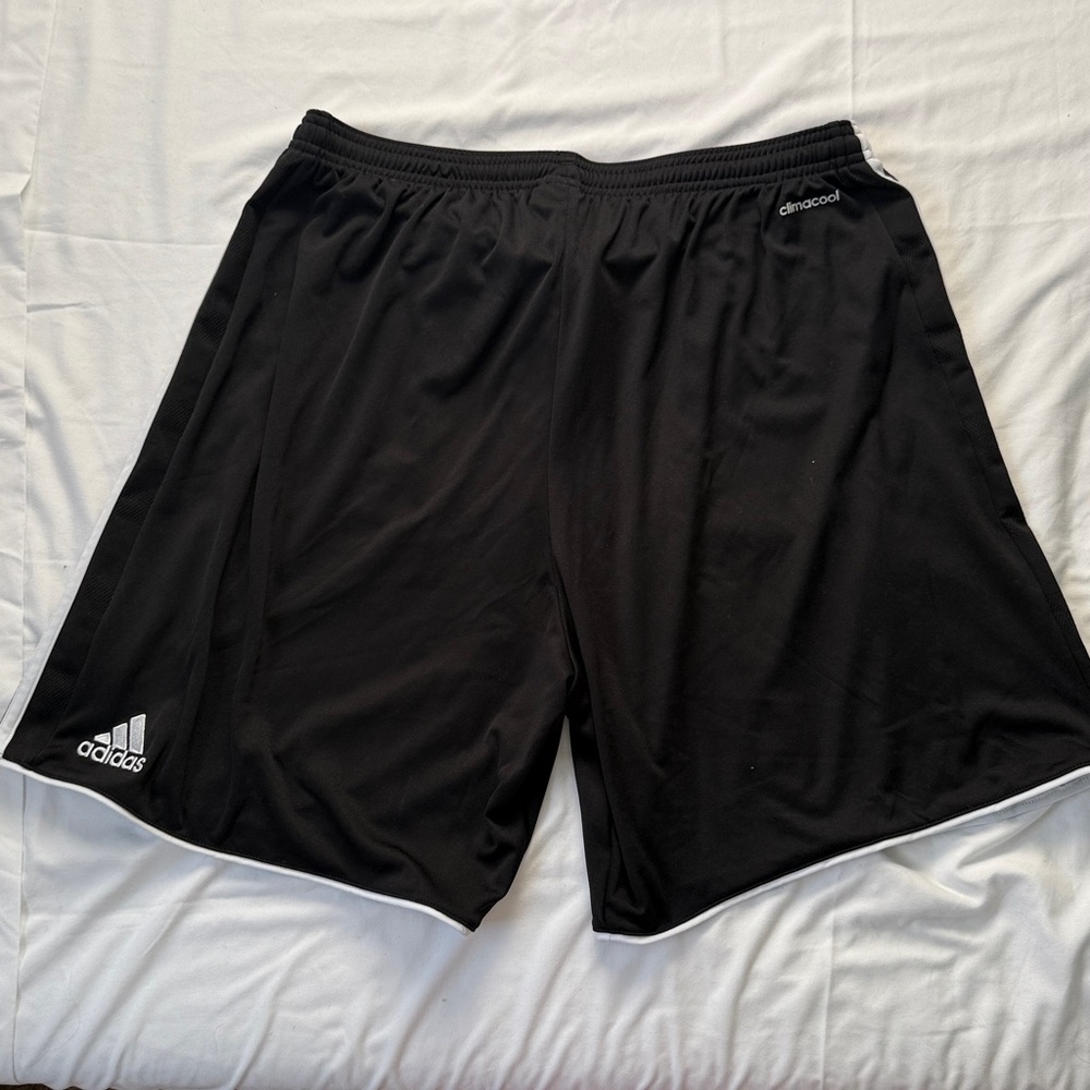 adidas Black Athletic Shorts with White Side Stripes - Picture 3 of 6